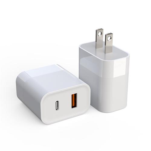 30W Dual Port USB-A+USB-C PD Charger Power Adapter (US Plug) (White) (Without Packaging)