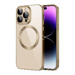 VOERO Electroplating TPU Protective Case With MagSafe Wireless Charging For iPhone 14 Plus (Gold)