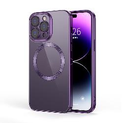 VOERO Electroplating TPU Protective Case With MagSafe Wireless Charging For iPhone 14 Plus (Purple)